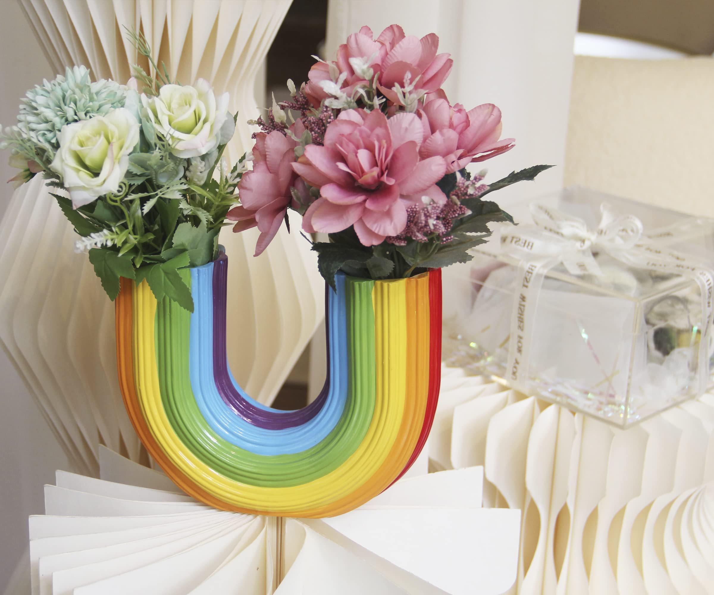 ●花瓶● Amazon.co.jp: AMOIENSIS レインボー花瓶 花用 U字型装飾花花瓶